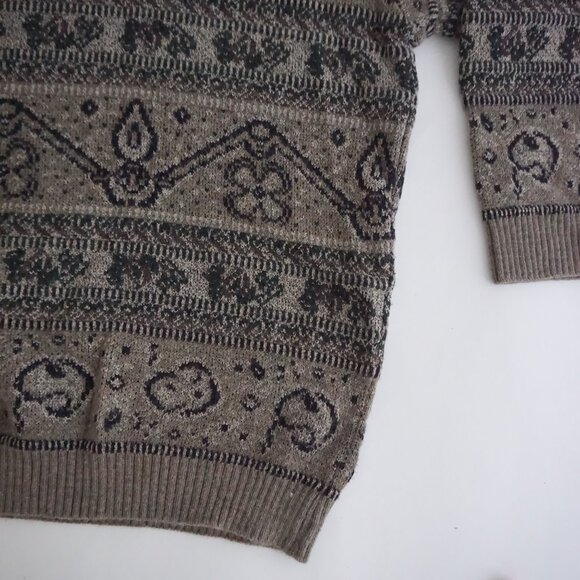 VTG London Fog Brown Abstract Pattern Knit Sweater Eclectic Grandpa Heritage 2X - Picture 5 of 9